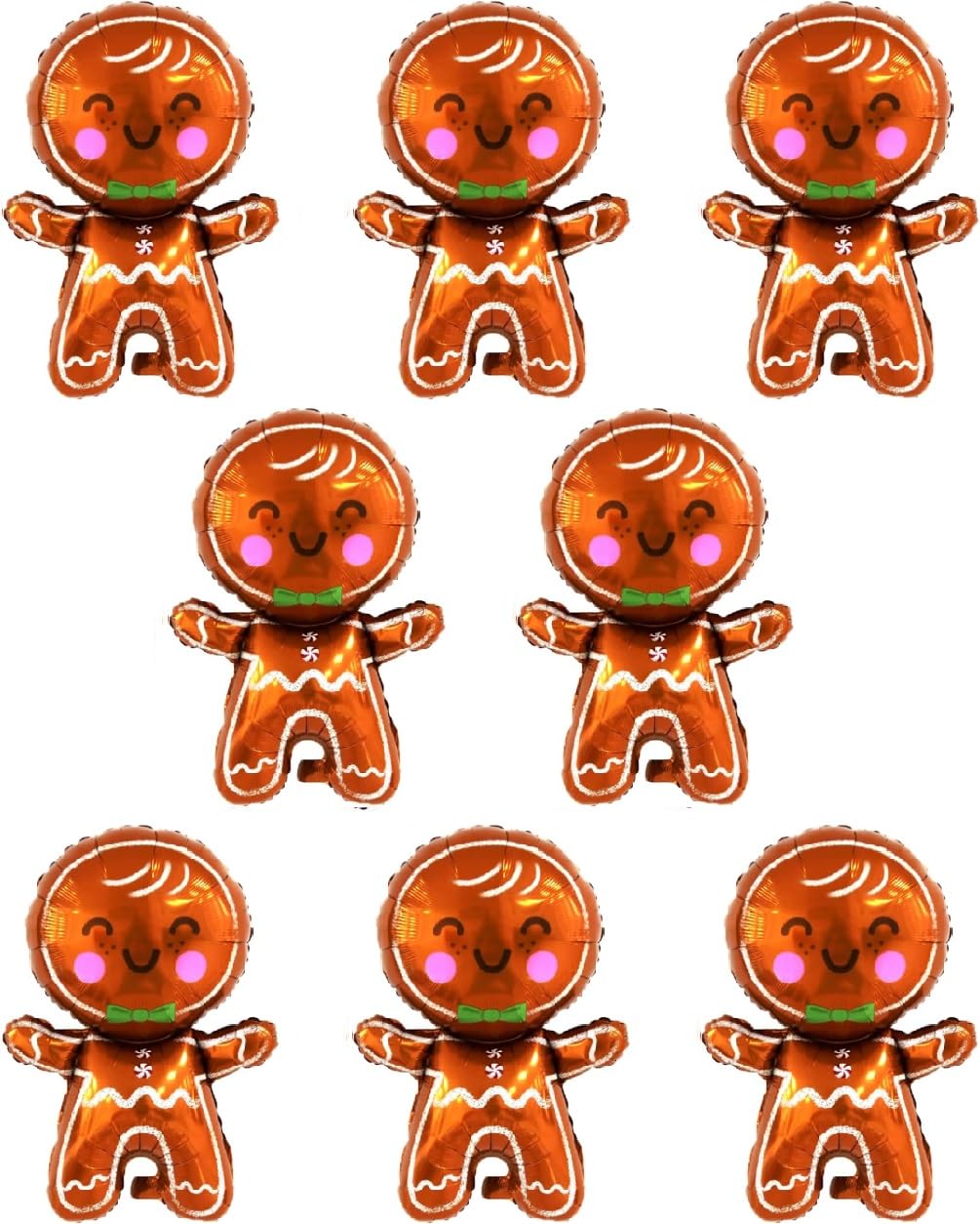 Photo 1 of 13" Mini Gingerbread Man Christmas Foil Balloons - Pink Cheek Gingerbread Man Xmas Balloon New Year Party Decoration Supplier 8pcs
