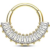 Jewseen 316L Surgical Steel Hinged Segment Septum Rings 16g Septum Piercing Jewelry Daith Earrings Helix Tragus Cartilage Piercing Jewelry for Women