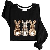 Gehsenoy Easter Bunny Sweatshirt Easter Bow Sweatshirt For Woman