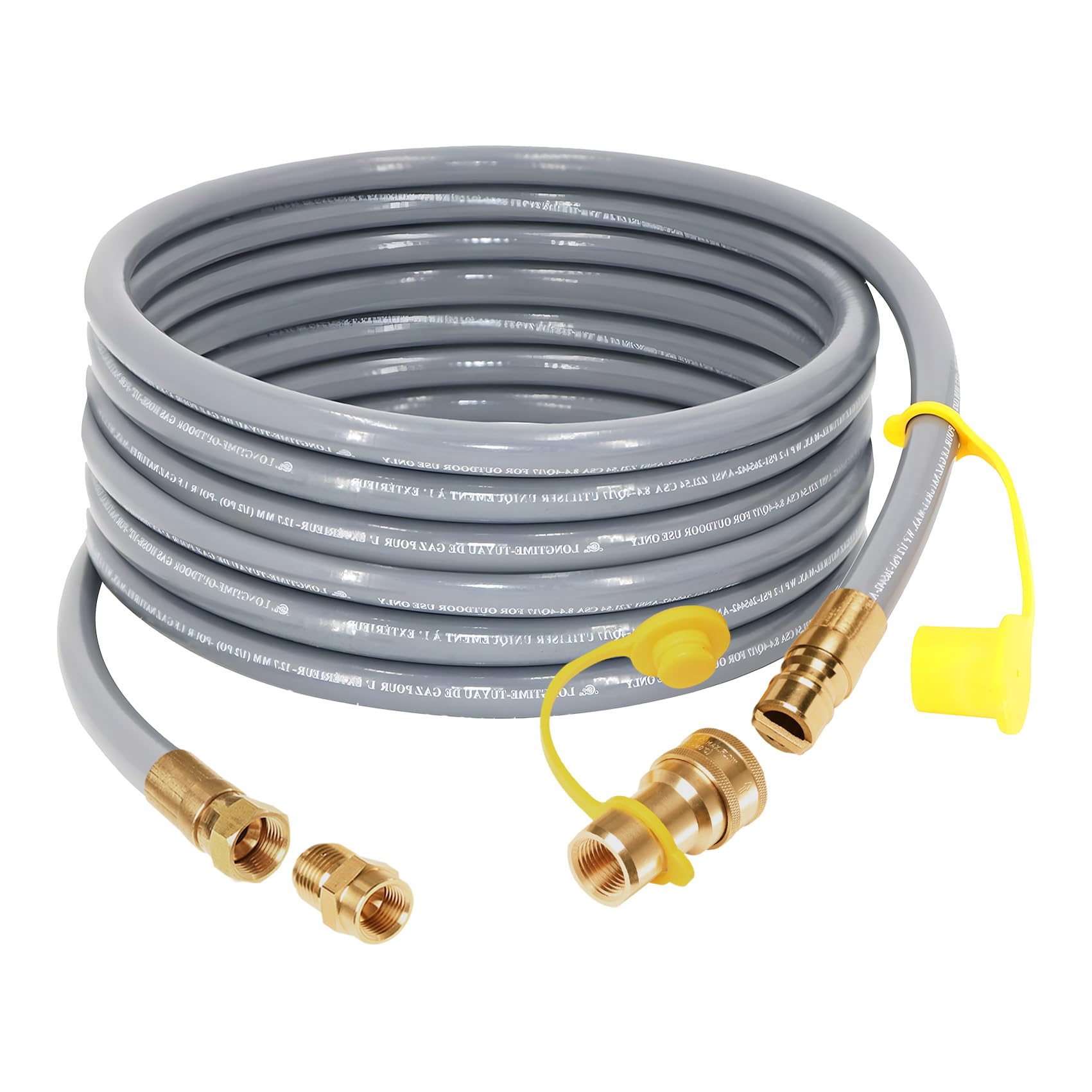Photo 1 of 15Feet 1/2 inch Natural Gas Grill Hose with Quick Connect Fittings, Natural Gas Line for Grill Hose for BBQ, Pizza Oven, More Low Pressure Appliance- CSA, 1/2 Male to 3/8 Female Flare Adapter