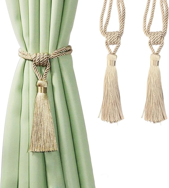 Fenghuangwu Curtain Tiebacks Tassel TieBacks, Rope Curtain tie Backs Handmade