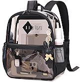 MUSEVOS Clear Backpack for Stadium Events Approved 12×6×12, Thick TPU Mini Clear Bag with Front Pocket for Concert Sport Events Work Travel, Black