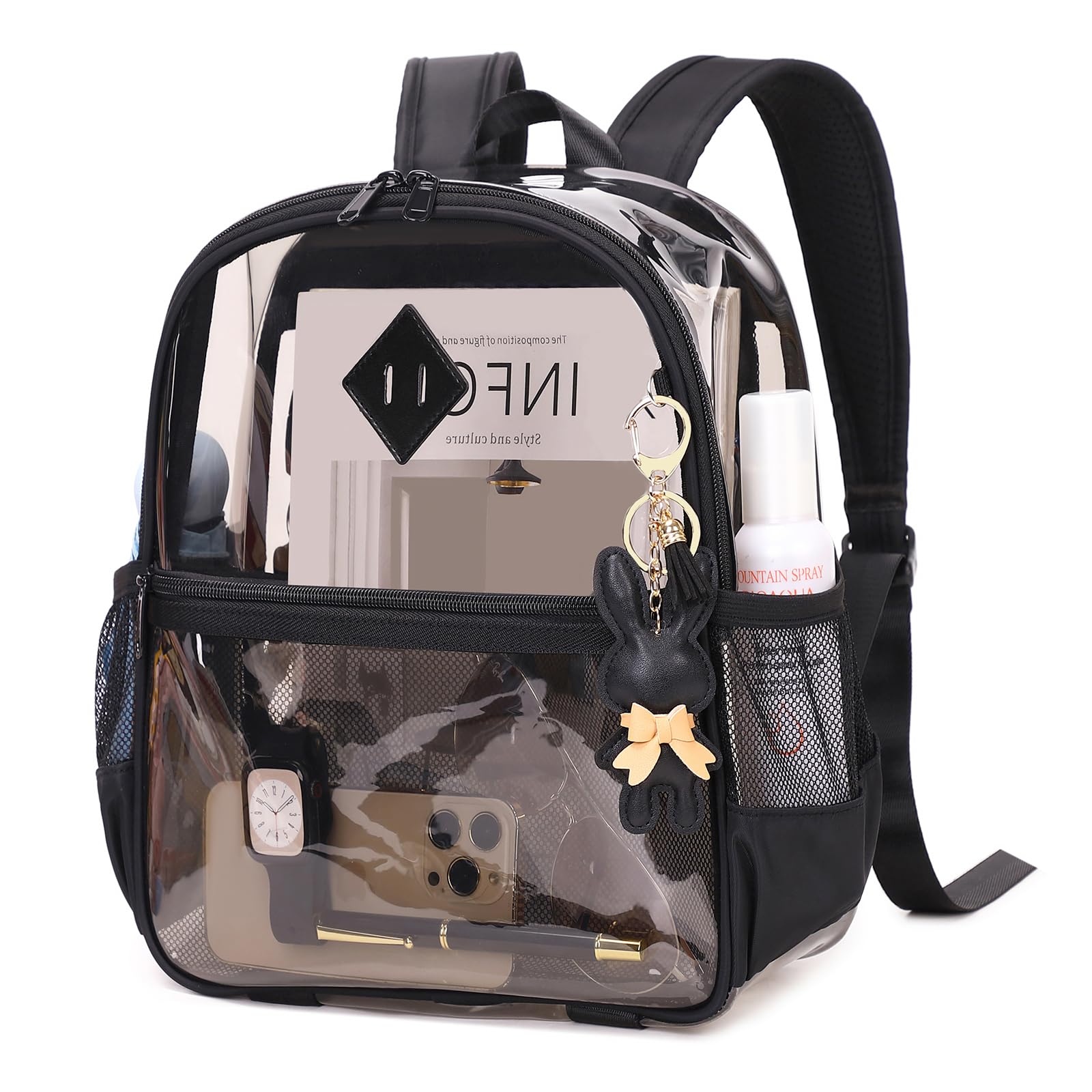 Photo 1 of MUSEVOS Clear Backpack for Stadium Events Approved 12×6×12, Thick TPU Mini Clear Bag with Front Pocket for Concert Sport Events Work Travel, Black