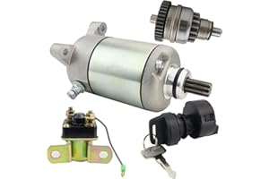 STABSOLI Starter Motor & Drive & Solenoid Relay & Ignition Switch for Polaris Sportsman Scrambler Big Boss Worker 500 2000-2001 Magnum Trail Boss 325 2000-2001 Sportsman 400 2001 3090188 3084981