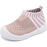 Engtoy Baby shoes Boys Girls Breathable Walking Sock Infant Shoes Baby First Walking Shoes Non-Skid Slipper Shoes With Soft Rubber Sole Toddle Sneaker, Pink Twill, 12-15 Months Infant