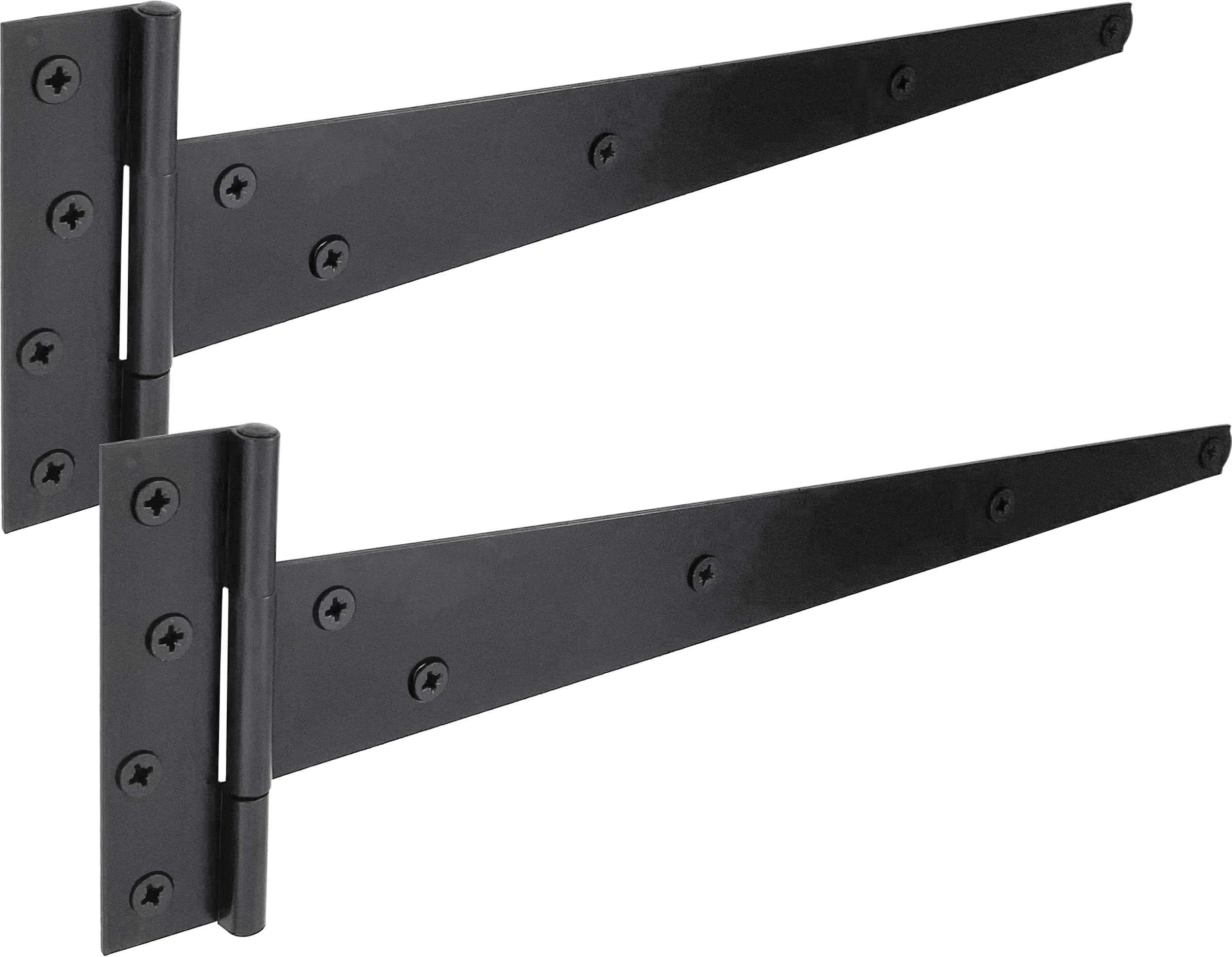 IRONTITE® 1 Pair Black T Hinges 350mm (14”), Gate Hinges for Wooden Gates Or Garden Shed Hinges, These Garden Gate Hinges are Black Coated for Lasting Weather Protection.