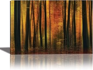 EuroGraphics Autumn Falls Painting Artwork for Home Decor Framed 24x36 inches Canvas Wall Art 24 x 36, 24 x 36 inch, Blue,Bronze,Purple,Beige,Bronze