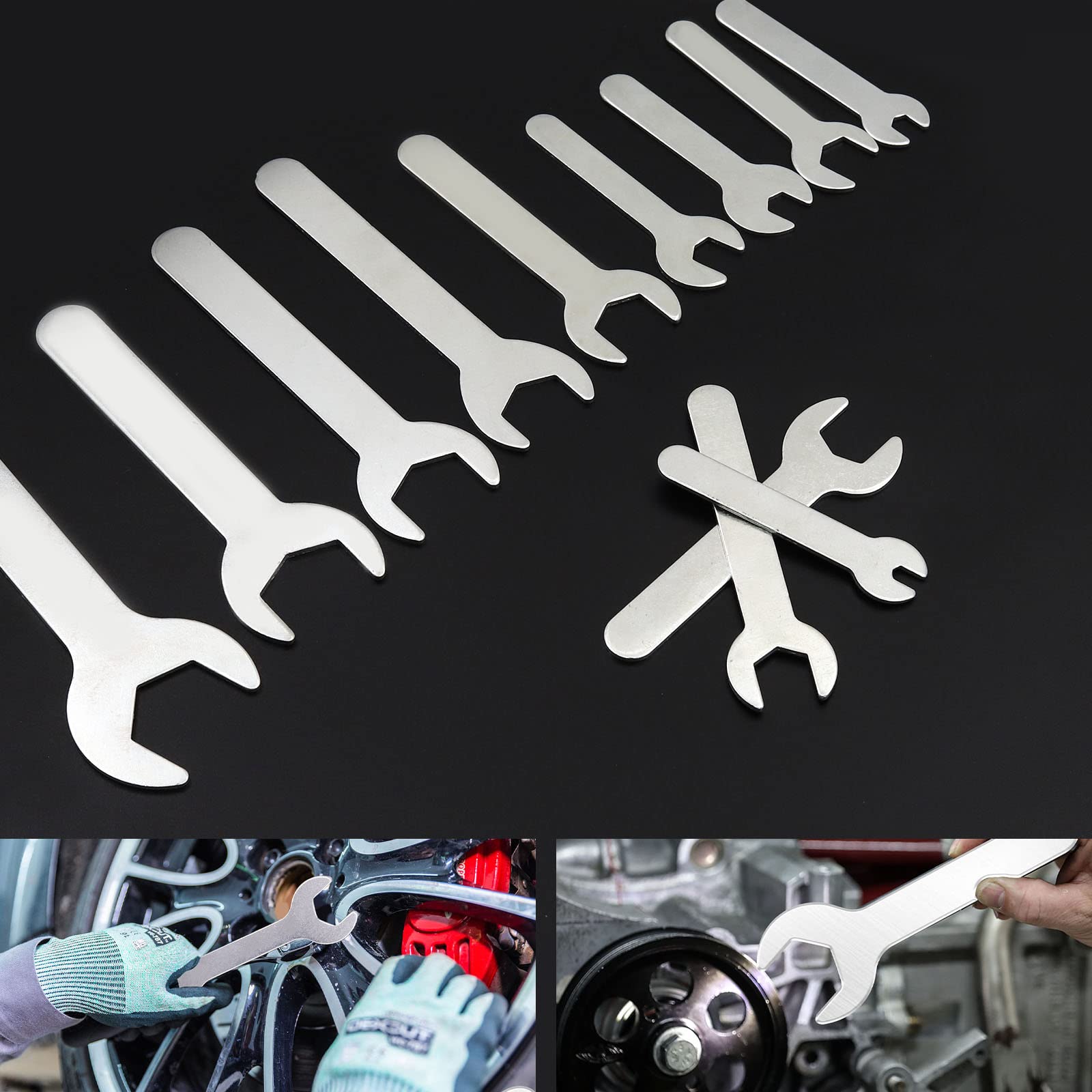 NWpangu Ultra Thin Single Open Ended Wrench Set, Stainless Steel Repair Tool Set Combination Spanners, 12PCS in Different Sizes(4,5,7,8,11,12,13,15,17,19,22,23mm)