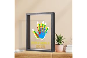 Bixinyo Family Handprint Kit - Baby Hand and Footprint Kit, Adoption Gifts, Family Gifts for New Parents, Christmas, New Mom, DIY Craft Keepsake Wooden Frame, 5 Non-Toxic Paints (Black)