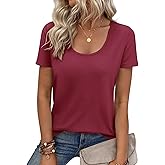 VICHYIE Summer Tops Women Short Sleeve Shirts Beach Vacation Outfits Plus Size Tshirts Casual Loose Clothes