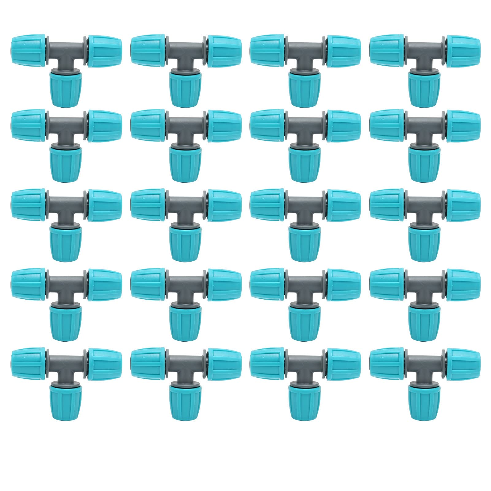 20Pcs Garden T Joints, 1/2 Inch Drip Irrigation Hose Connectors, 16mm Lock Barbed Tee Connectors for Greenhouse, Agricultural Irrigation System