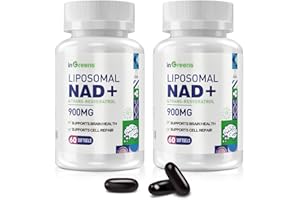 INGREENS 900 mg Liposomal NAD+ Supplement with Trans Resveratrol 300 mg, Replaces NMN, Superior Absorption, True NAD Plus Supplement for DNA Repair and Boost NAD+, Aging Defense, Energy, 120 Softgels, 2 Pack