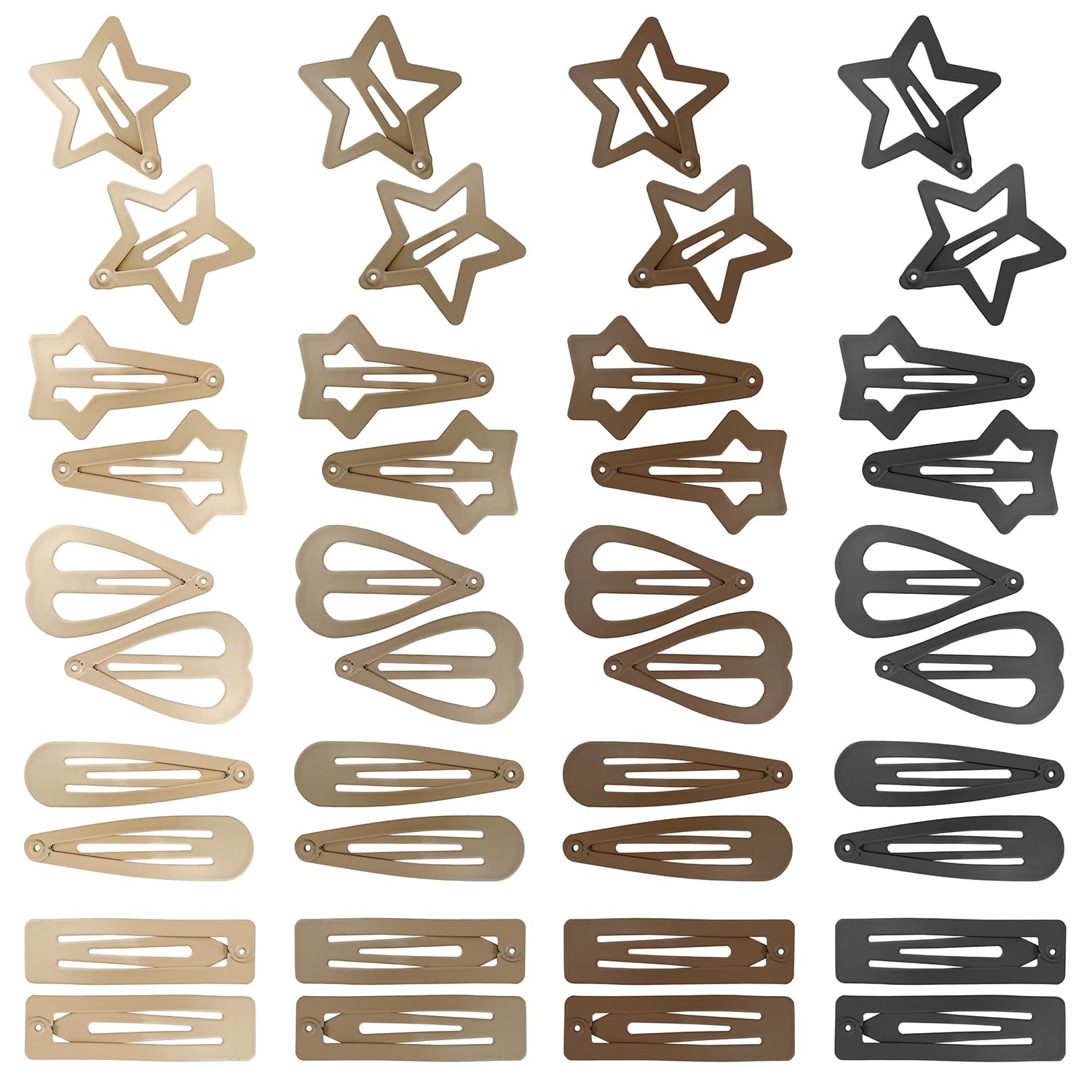 Photo 1 of EleMirsa Brown Snap Hair Clip Hair Barrettes for Girls Women No Slip Metal Snap Clips Hair Pins Accessories