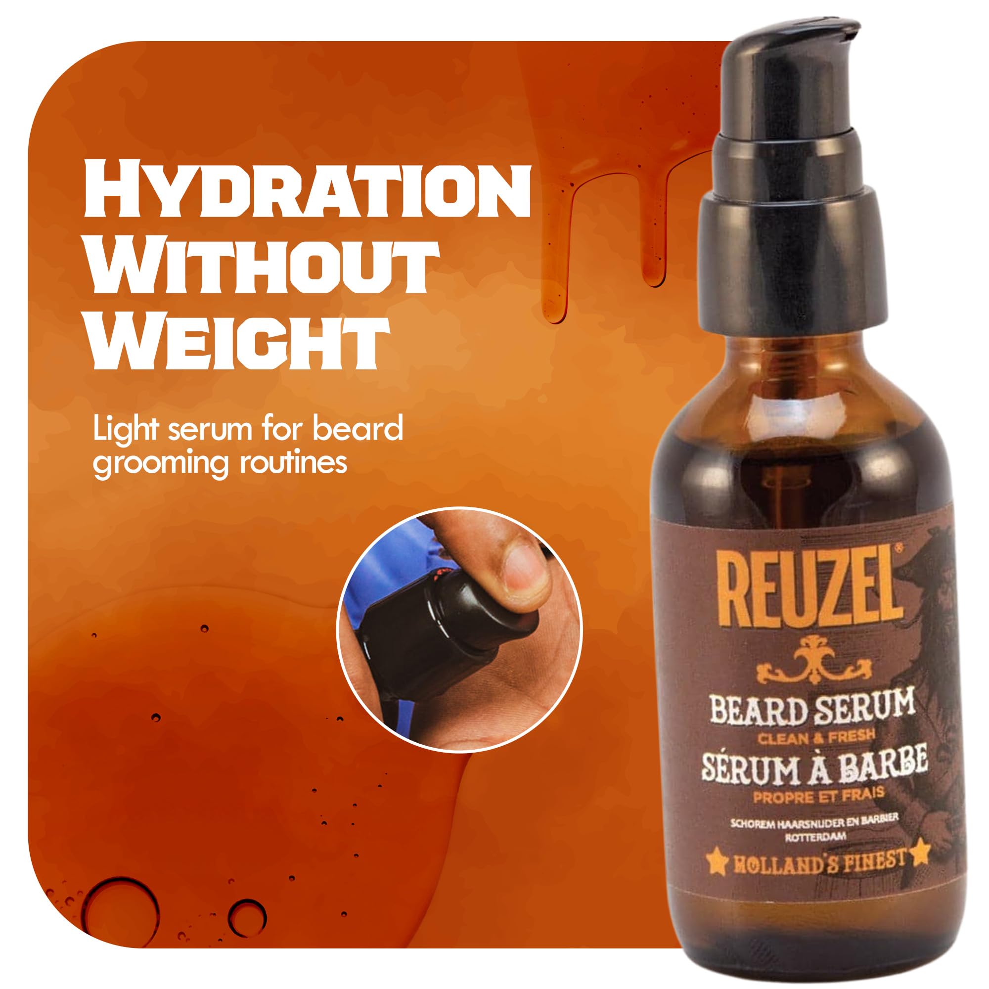 REUZEL Clean & Fresh Beard Serum, Hydrating, Non-Comedogenic, Natural, Non-Greasy Finish, For All Skin Types,