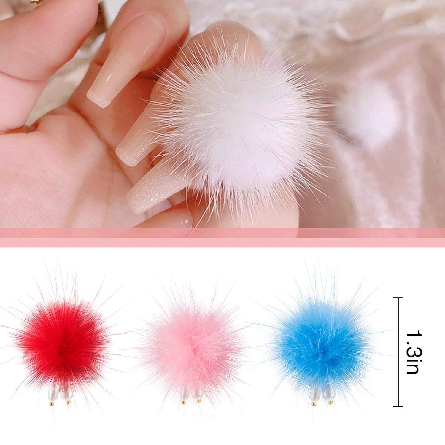 12pcs Detachable Nail Art Fluffy Pom Balls- Removable 3D Nail Plush Faux Fur Balls with Magnetic Base Elegant Pompon ball Nail Accessories with Pearl Pendants for Nail Design Manicure Tips… : Beauty