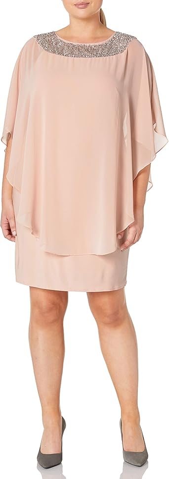 xscape chiffon overlay dress