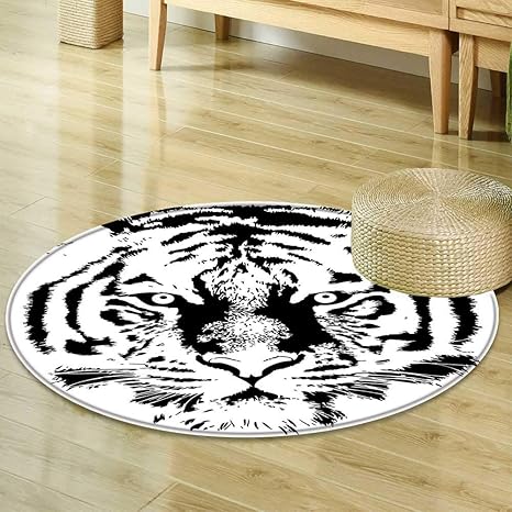 Amazon Com Mikihome Round Area Rug Safari African Tiger Portrait