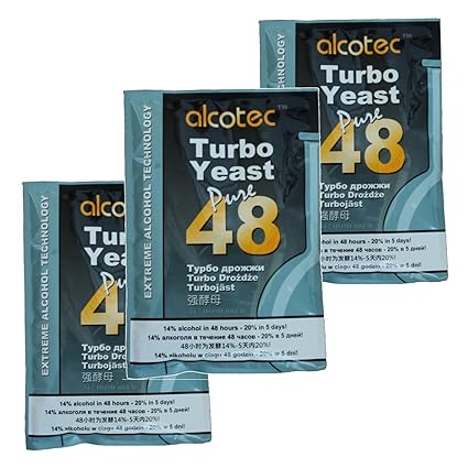 3x Alcotec Turbohefe 48h Dual, bis 21% Alkohol (3 Packungen)
