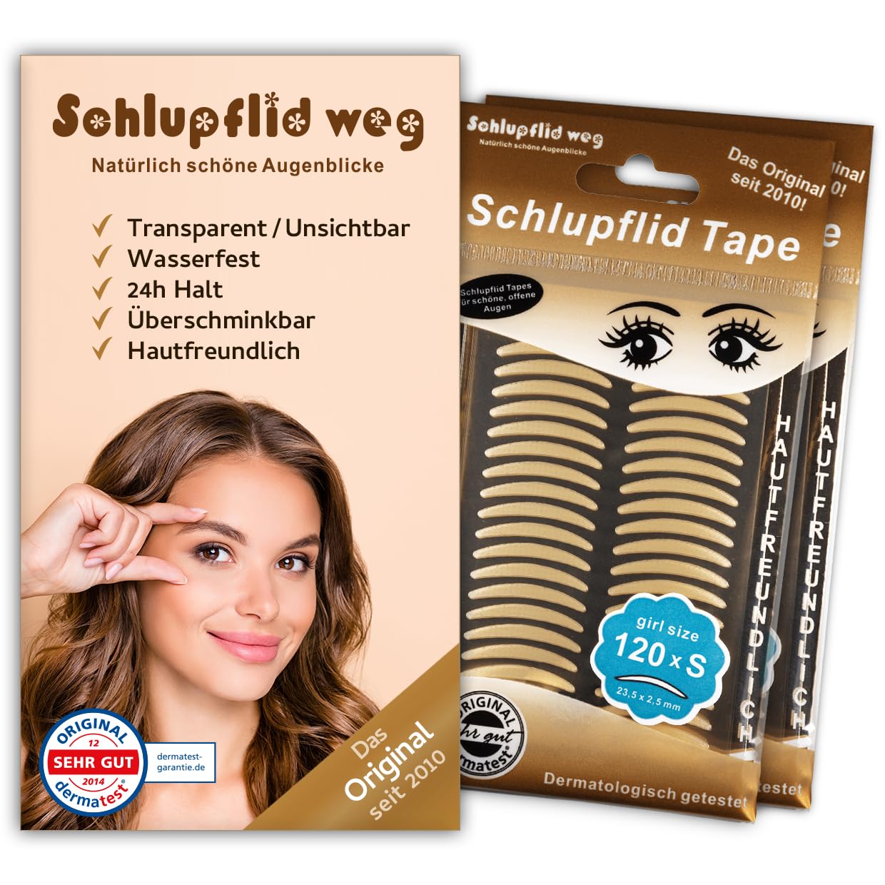 Eyelid Tape "SCHLUPFLID TAPE®" - Eyelid lift without surgery, slip-on eyelid strips for beautiful open eyes, invisible eyelid lift strips, eyelid tape for droopy lids (S (240x))