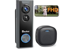 AUBOR Video Doorbell Camera Wireless with Ring Chime, HD Live View, Night Vision, AI Motion Detection, 2-Way Audio, Voice Changer, 2.4G WiFi, Battery Powered, Compatible with Alexa & Google Assistant,Gray