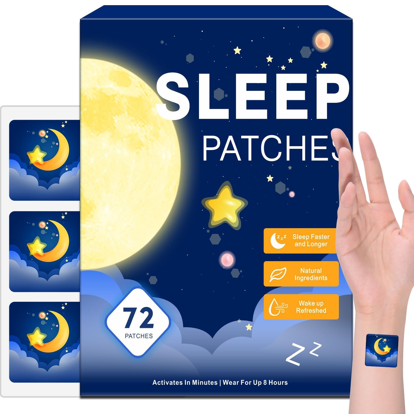 Photo 1 of * 66 PATCHES TOTAL * Yongsenina 72 Pack Sleep Patches for Adults Extra Strength, Easy-to-Apply Sleep Patch with Valerian & Melatonin Patches, Long-Lasting Night for Men and Women QWQ1