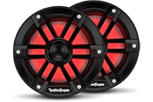 Rockford Fosgate M1-65B Color Optix 6.5” 2-Way Coaxial Multicolor LED Lighted Marine Speakers - Black (Pair)