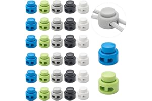 COOWAYZE 30 PCS Heavy Duty Double Hole Cord Locks for Drawstring, Spring Toggle Stoppers for No Tie Shoelaces Paracord Hoodies Pants