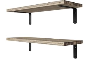 DOLLFIO Floating Shelves, 2 Sets Wall Shelves, Wooden Floating Shelves for Wall Décor, Wall Mounted Floating Bathroom Shelf for Storage, Floating Book Shelf for Bedroom, Living Room - Rustic Brown