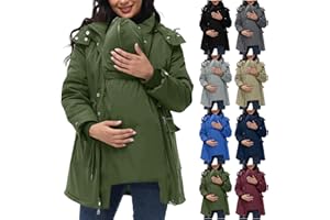 QotLoyi Maternity Winter Coat 3 in 1 Quilted Lined Jackets Thicken Warm Waterproof Down Jacket Parka Outwear with Hood