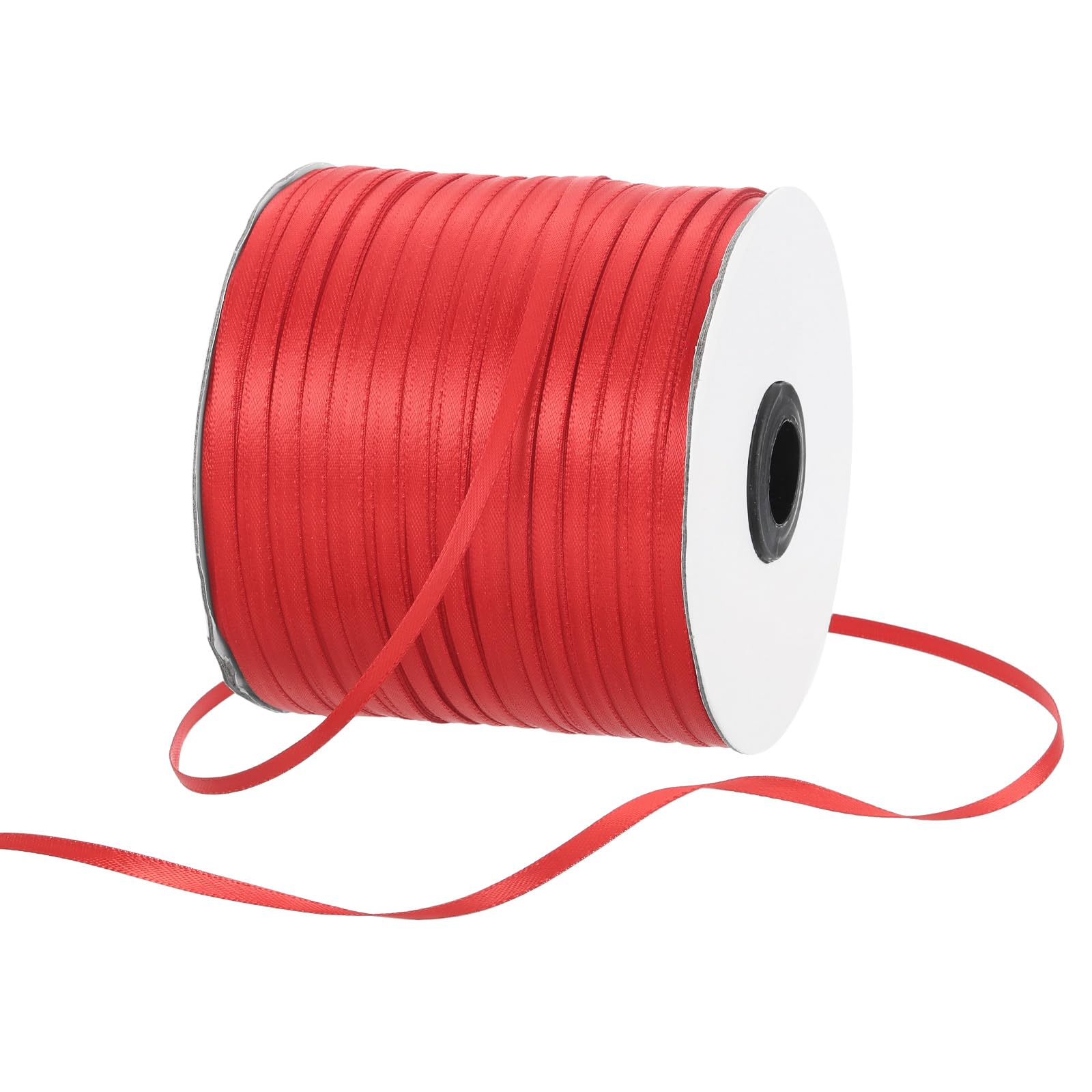 Rebower 3mm Satin Ribbon 460m Thick Double Face Grosgrain Silk Ribbon, [for Gift Wrapping, Hair Bows, Wedding, Cake, Flower] - 500 Yard/1500ft/ Red
