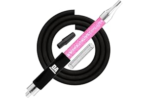 IMPACHETA Premium Rainbow Silicone Hookah Hose - 62" Long Hose with Cooling Aluminum Handle & Spring Flex Prevention (Pink)
