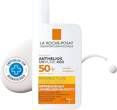 La Roche Posay Sonnenfluid für das Gesicht für zu Sonnenallergie neigende und empfindliche Haut, Mit innovativem UV-Filter Mexoryl 400 LSF 50+, Anthelios Invisible Fluid UVMune 400, 50 ml