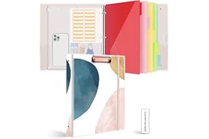 EYROZILL 3 Ring Binder 1 Inch for Letter Size, 3 Ring Binder with 2 Interior Pockets & 5PCS Index Dividers, 1'' Round Ring with Sealed Bag & Dividers Tabs, PVC Cover, Office, School