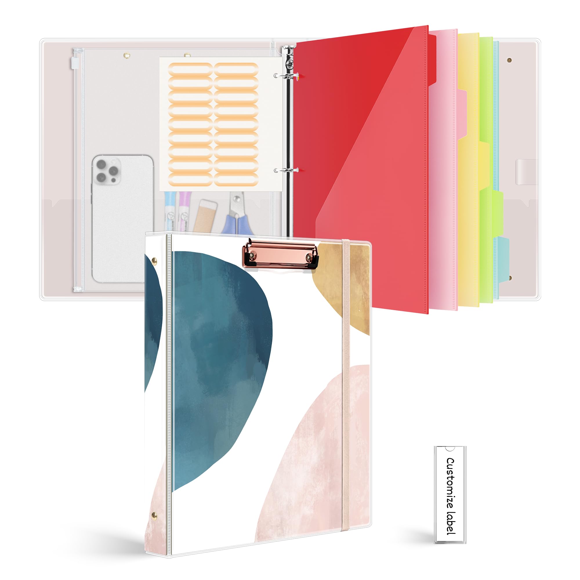 Photo 1 of EYROZILL 3 Ring Binder 1 Inch for Letter Size, 3 Ring Binder with 2 Interior Pockets & 5PCS Index Dividers, 1'' Round Ring with Sealed Bag & Dividers Tabs, PVC Cover, Office, School