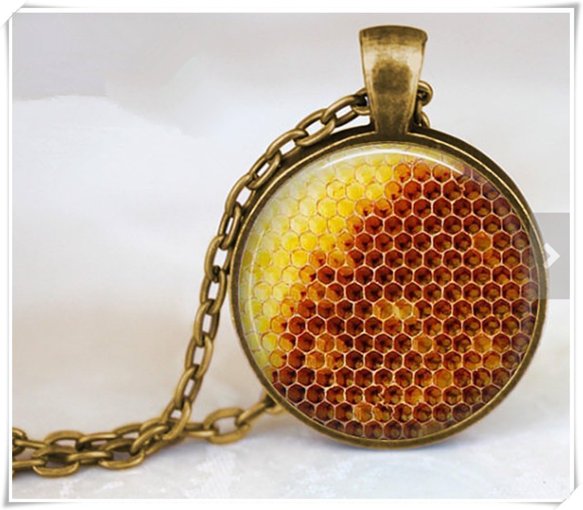 paystone Honeycomb Honey Bee Insect Jewelry Honeycomb Pendant Necklace