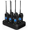 SAMCOM Two Way Radio Long Range Rechargeable, 5W 2 Way Radio High Power Walkie Talkie for Adults with Multi-Unit Charger, Heavy Duty Programmable UHF Radios (6 Pcs Radio + 6 Way Charger Gang)