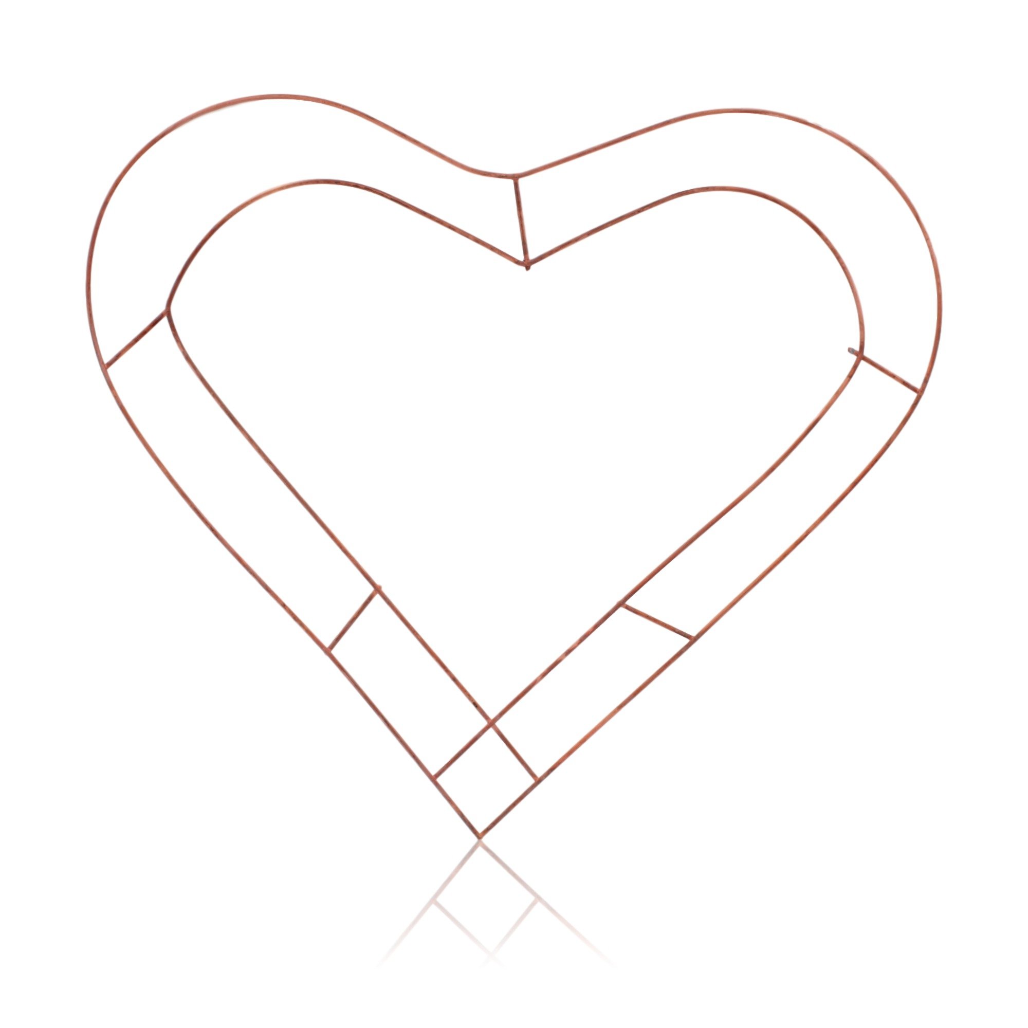 West5Products 4x Wreath Heart Shaped Flat Wire Copper Frame 12"