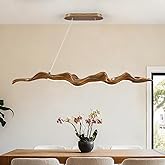 LUJIAODS 51.18" Large Wave-Design LED Chandelier, Dimmable Linear Pendant Light with 3-Color Dimming, Modern Billiard Pool Ta