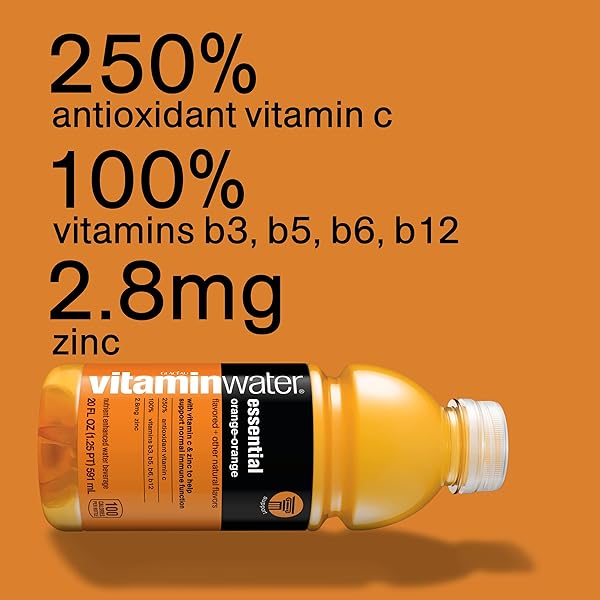 VITAMINWATER ESSENTIAL ELECTROLYTE ENHANCED WATER W/VITAMINS, ORANGE-ORANGE DRINKS, 20 FL OZ, 12 PACK