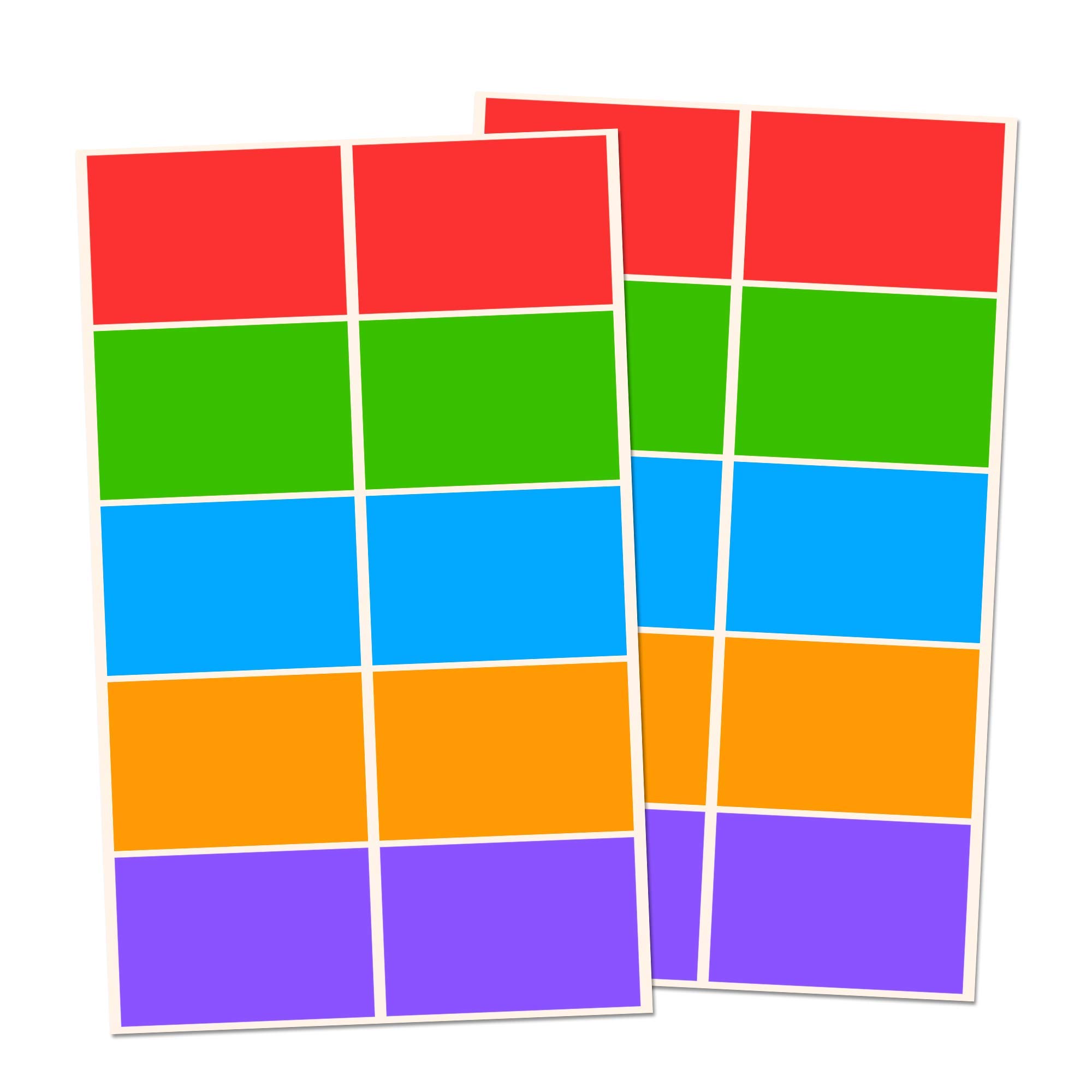 Coloured Stickers Sticky Labels, 7.5 x 5 cm - 5 colours, Pack of 250