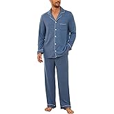 U2SKIIN Mens Ultra Soft Pajama Set, Stretch Long Sleeve Lounge Pjs Button-Down Lightweight & Cozy Sleepwear