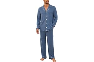 U2SKIIN Mens Ultra Soft Pajama Set, Stretch Long Sleeve Lounge Pjs Button-Down Lightweight & Cozy Sleepwear