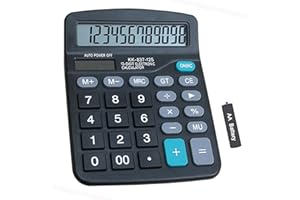 YOUHO Calculator, 12-bit Solar Battery Dual Power Standard Function Electronic Calculator with Large LCD Display Office Calculator Black(NO Battery) (KK-837B, 1PACK)