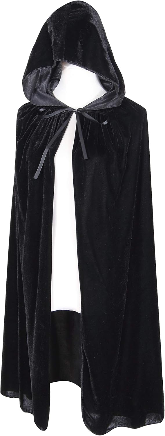 Txian Kids Hooded Velvet Cloak Halloween Christmas Fancy Cape for Kids (Black), 9-17 years - Image 4