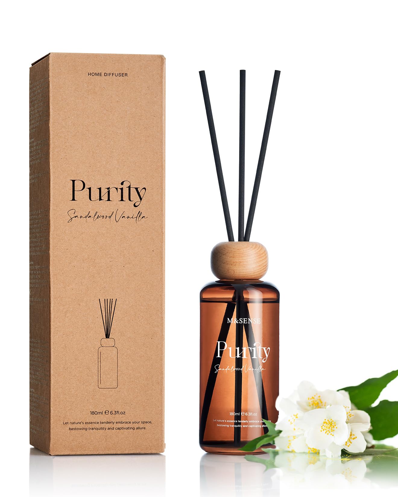 M&SENSE Sandalwood Vanilla Reed Diffuser Set: 6.3