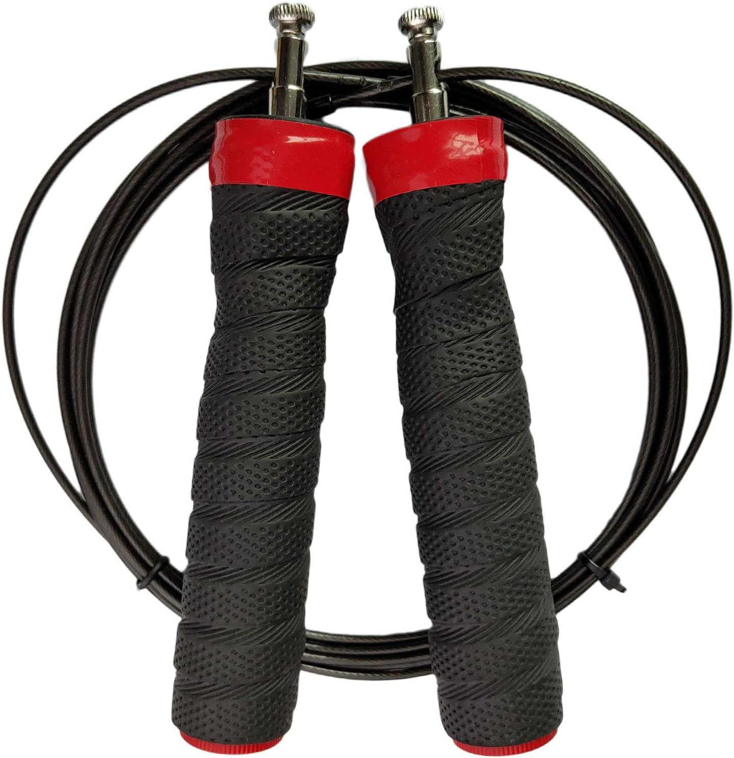 Aerobic Exercise Boxing Skipping Jump Rope Adjustable Bearing Speed Fitness Skipping Rope Black Wire,Black Red