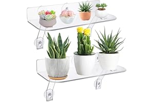 GREANER 5mm Thickened Acrylic Plant Shelves, 16 Inch Window Sill Extender, Suction Cup Shelf for Indoor/Outdoor Plants, Perfect for Succulents, Microgreens, Herbs