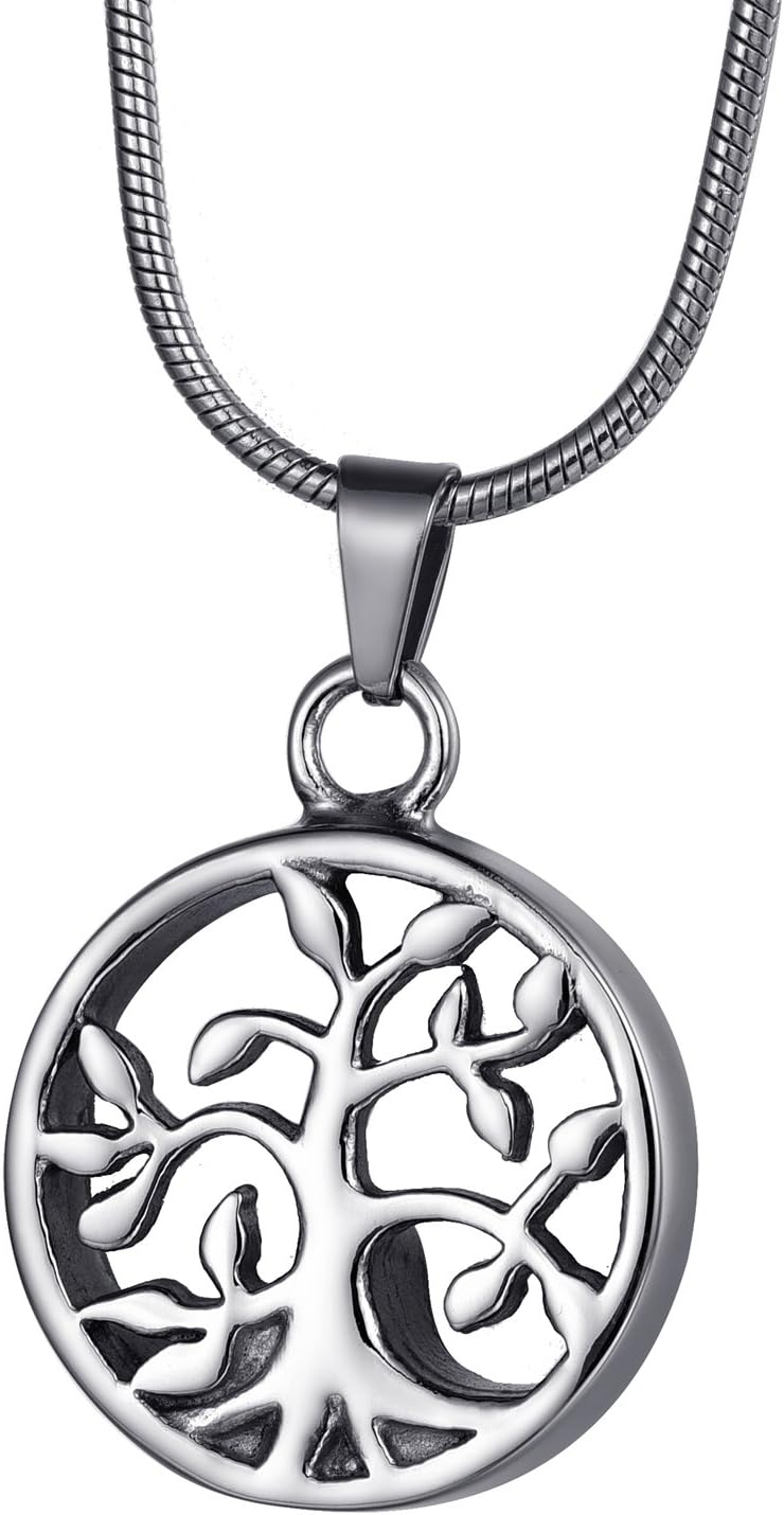FCZDQ Cremation Jewelry Tree of Life Memorial Keepsake Urn Pendant Ashes Necklace