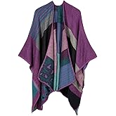 Lacavocor Women's Warm Shawl Wrap Cape Winter Cardigan Sweaters Open Front Poncho