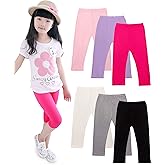 6 Pieces Girls Capris Leggings Crop Summer Leggings for School Wearing